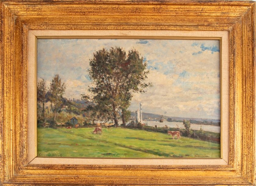 Artwork by Georges Jules Ernest Binet, Edge of the Seine in Villequier, Made of Oil on canvas