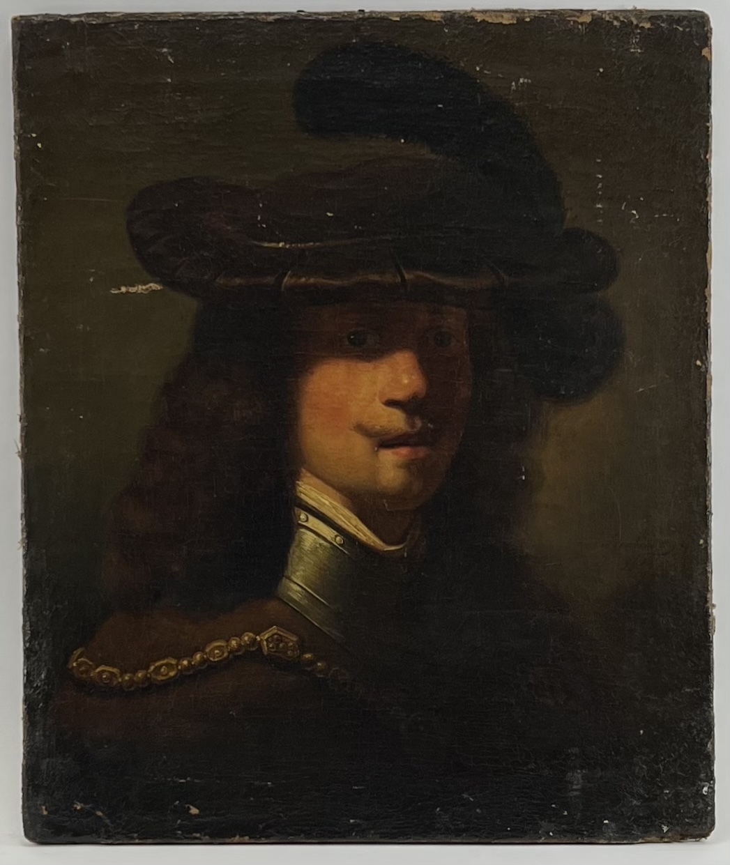 Artwork by Rembrandt van Rijn, Zelfportret van Rembrandt met fluwelen baret en gouden ketting, Made of Oil on canvas