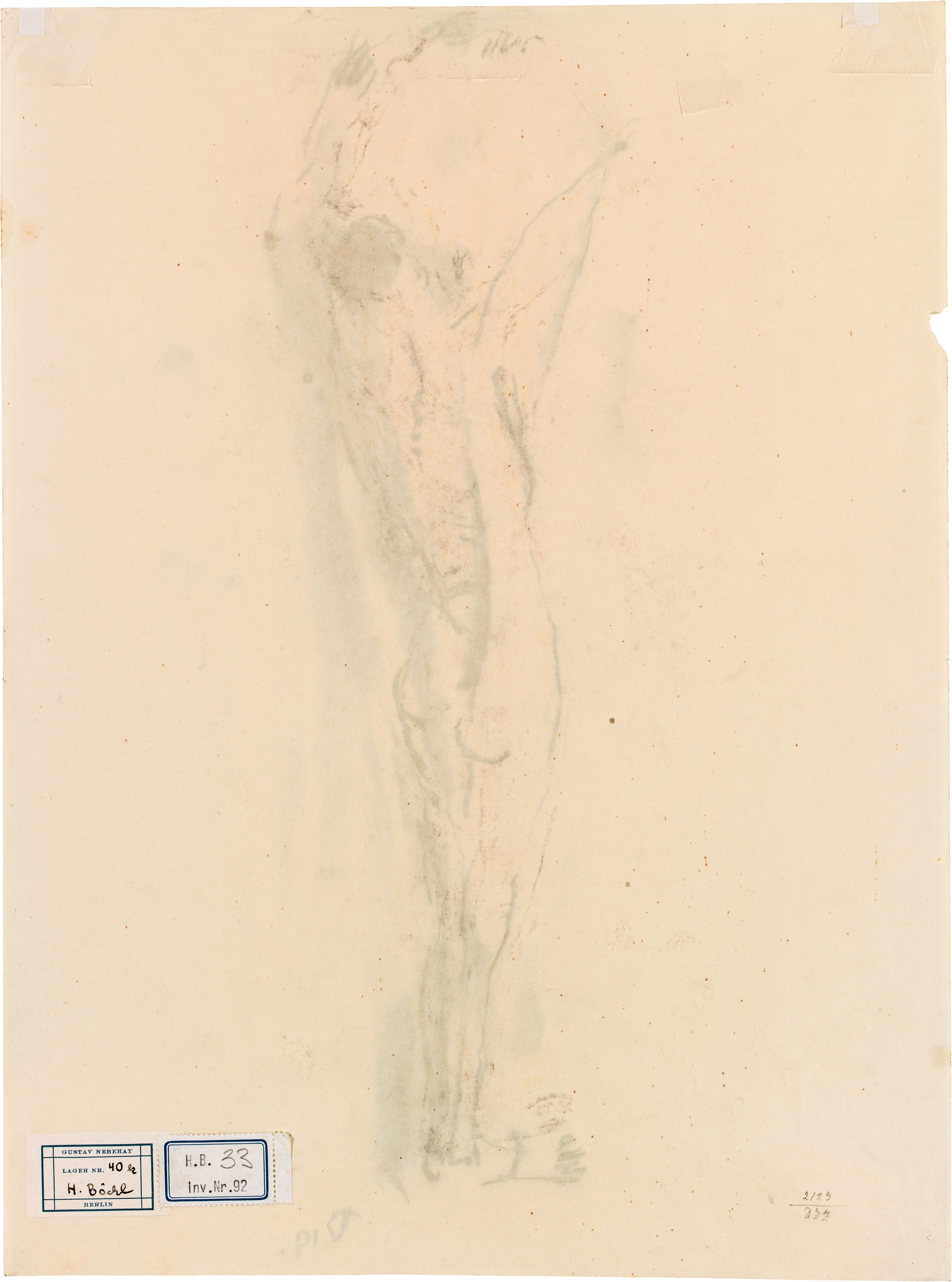 Artwork by Herbert Boeckl, Standing male nude, Made of charcoal on paper