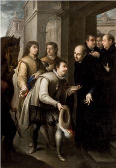 San Ignacio recibiendo a San Francisco de Borja en la Casa Profesa de Roma - Juan Simon Gutierrez