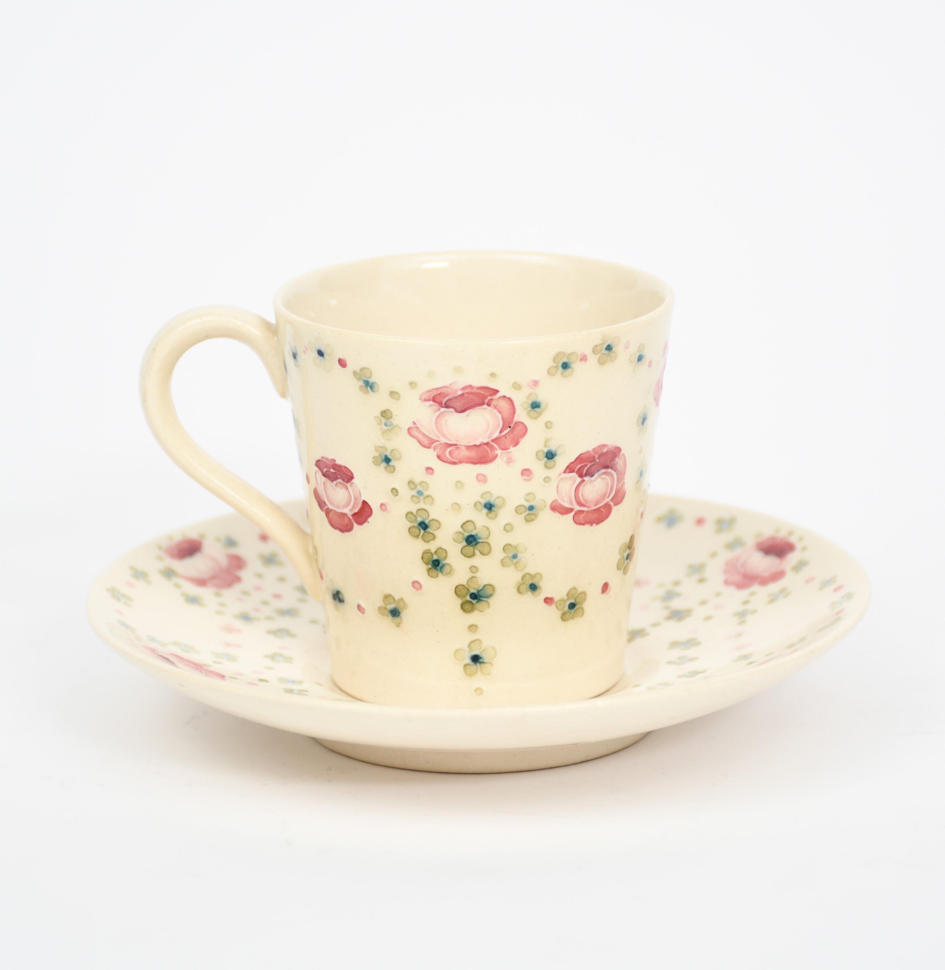 William Moorcroft Bara Ware a Moorcroft Pottery coffee can and saucer