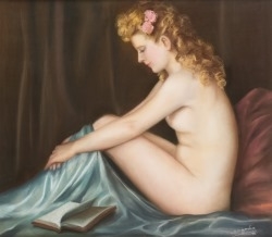 Artwork by Simone Dujardin, La lecture abandonnée, Made of pastel on paper