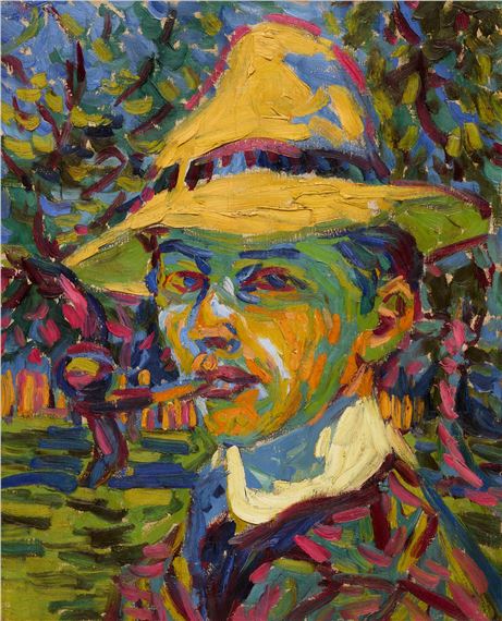 Selbstbildnis mit Pfeife (Self-Portrait with a Pipe) by Ernst Ludwig Kirchner, Painted in 1907