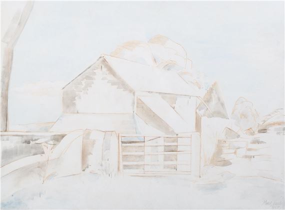 Farm buildings by Paul Nash, dated 1925