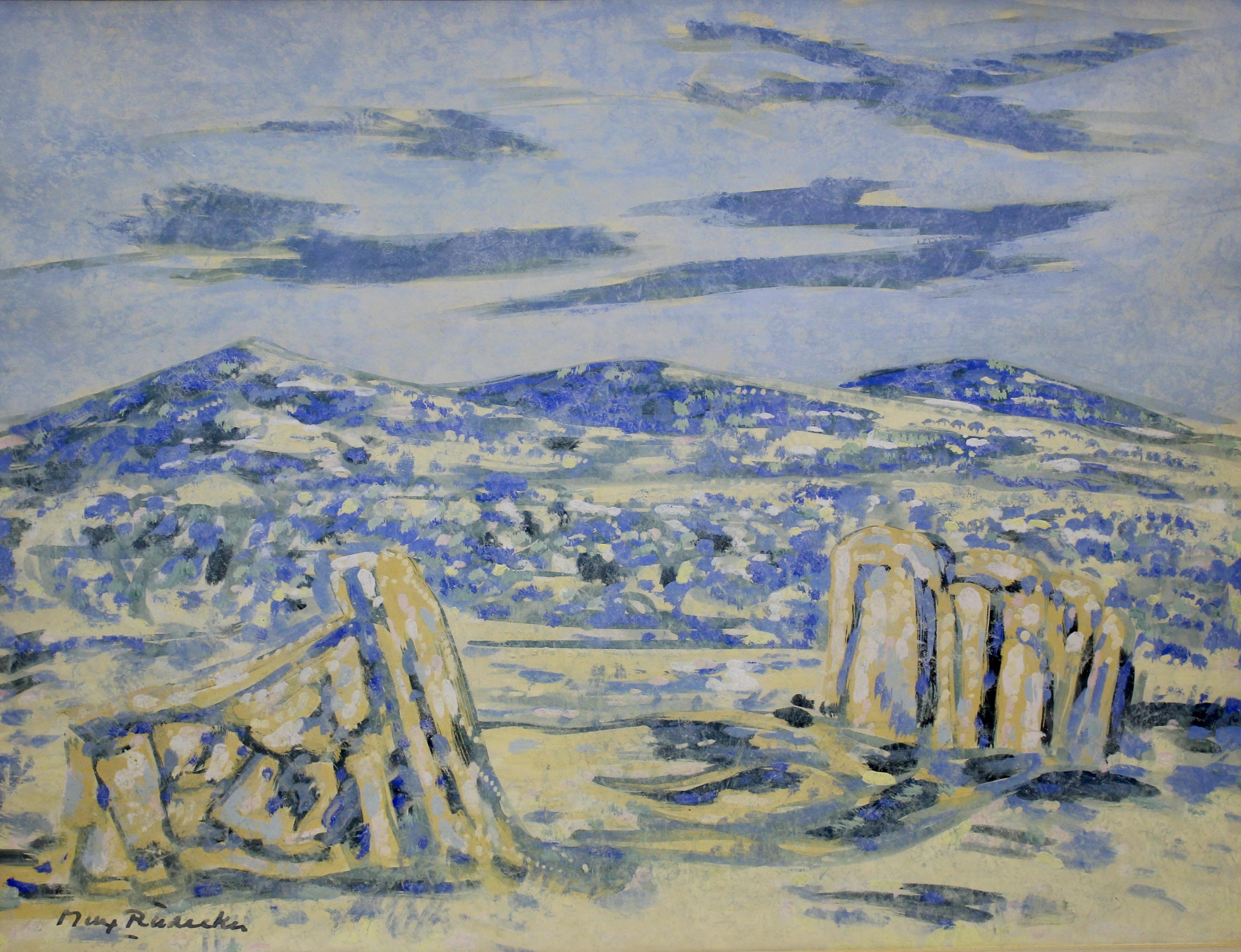 Artwork by Max Rädecker, Berglandschap, Made of gouache on paper