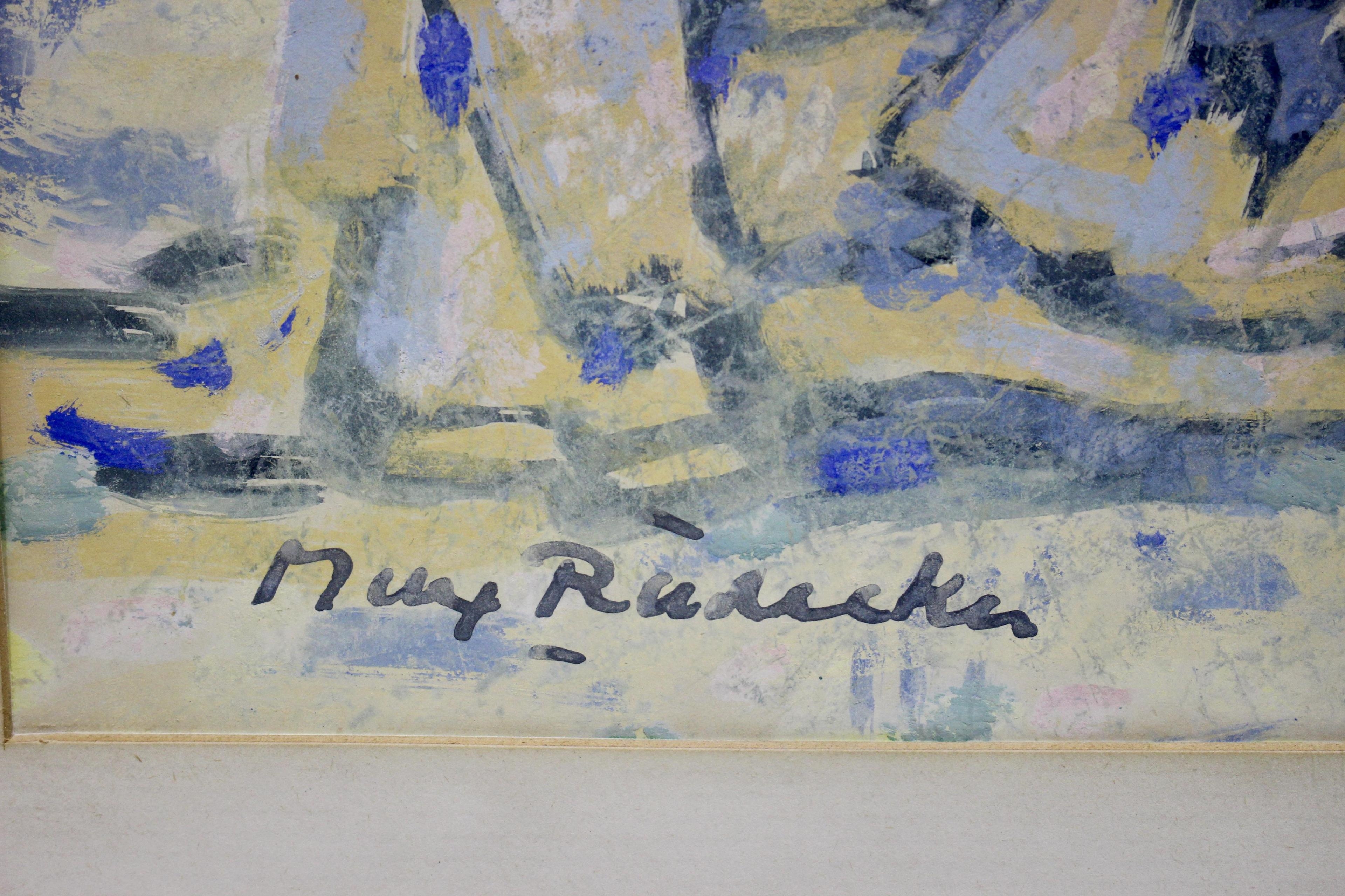 Artwork by Max Rädecker, Berglandschap, Made of gouache on paper