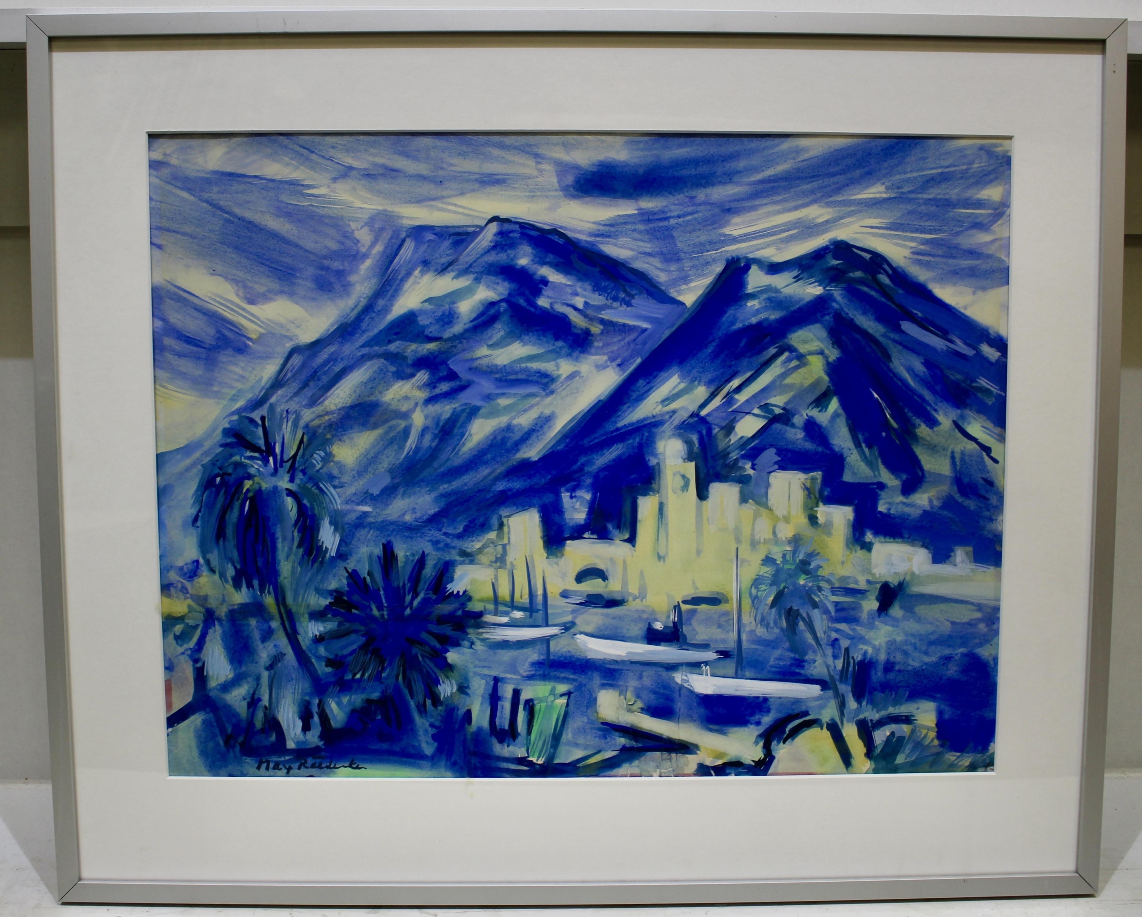 Artwork by Max Rädecker, Berglandschap, Made of gouache on paper