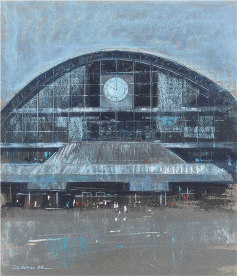 Designs for the Main Facade and Clock of the Greater Manchester Exhibition Centre or G-Mex Centre - D. Fricker