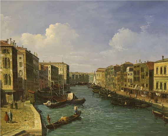 Venetian canal scene by Canaletto