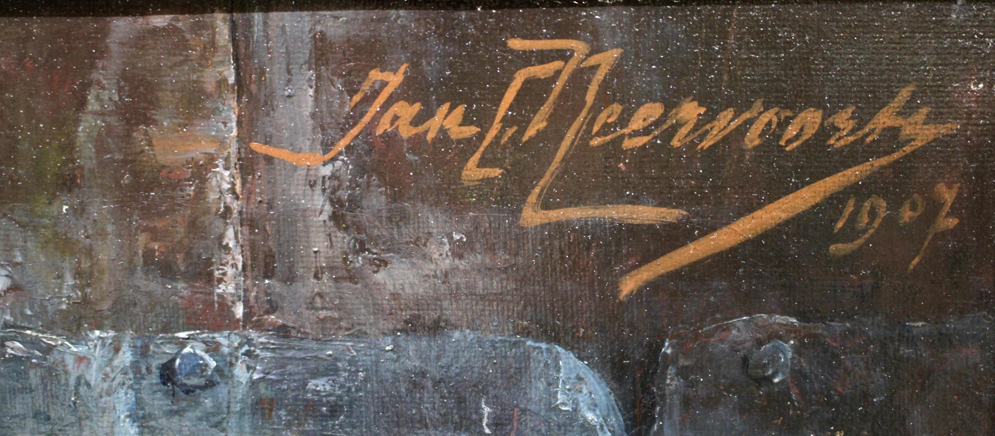 Artwork by Jan C. Neervoort, Stilleven met oesters en oestermes, Made of oil on canvas