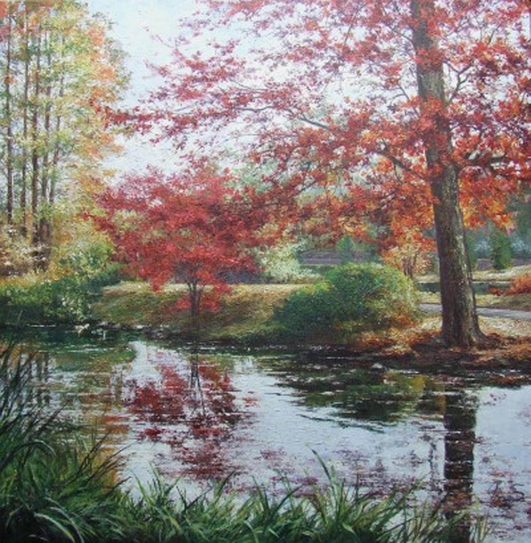 Artwork by E. Pena, Paysage avec rivière, Made of oil on canvas