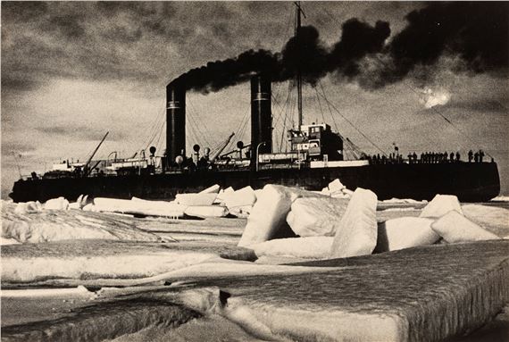 Ship Yermak in Ice. North Pole by Sergej Loskutov, 1940s
