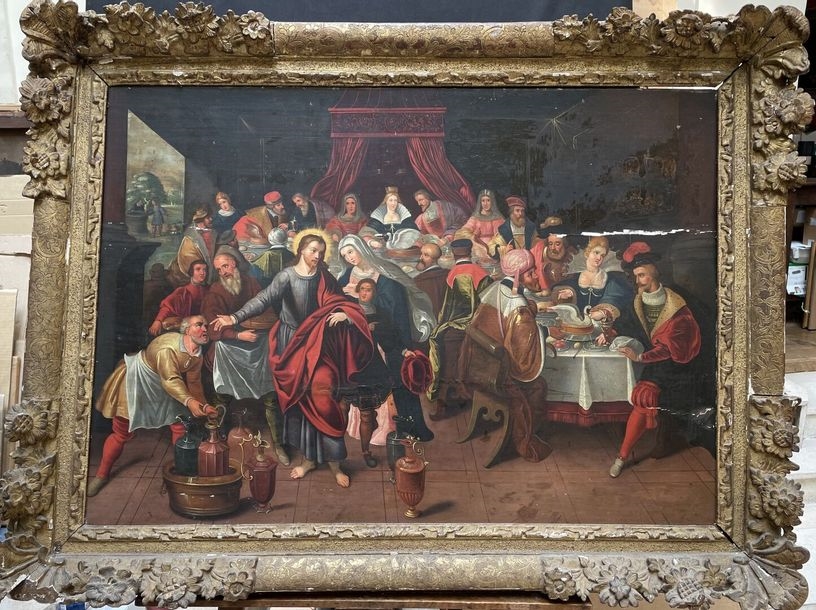 Artwork by Gaspard van Den Hoecke, The Wedding at Cana, Made of Oak panel