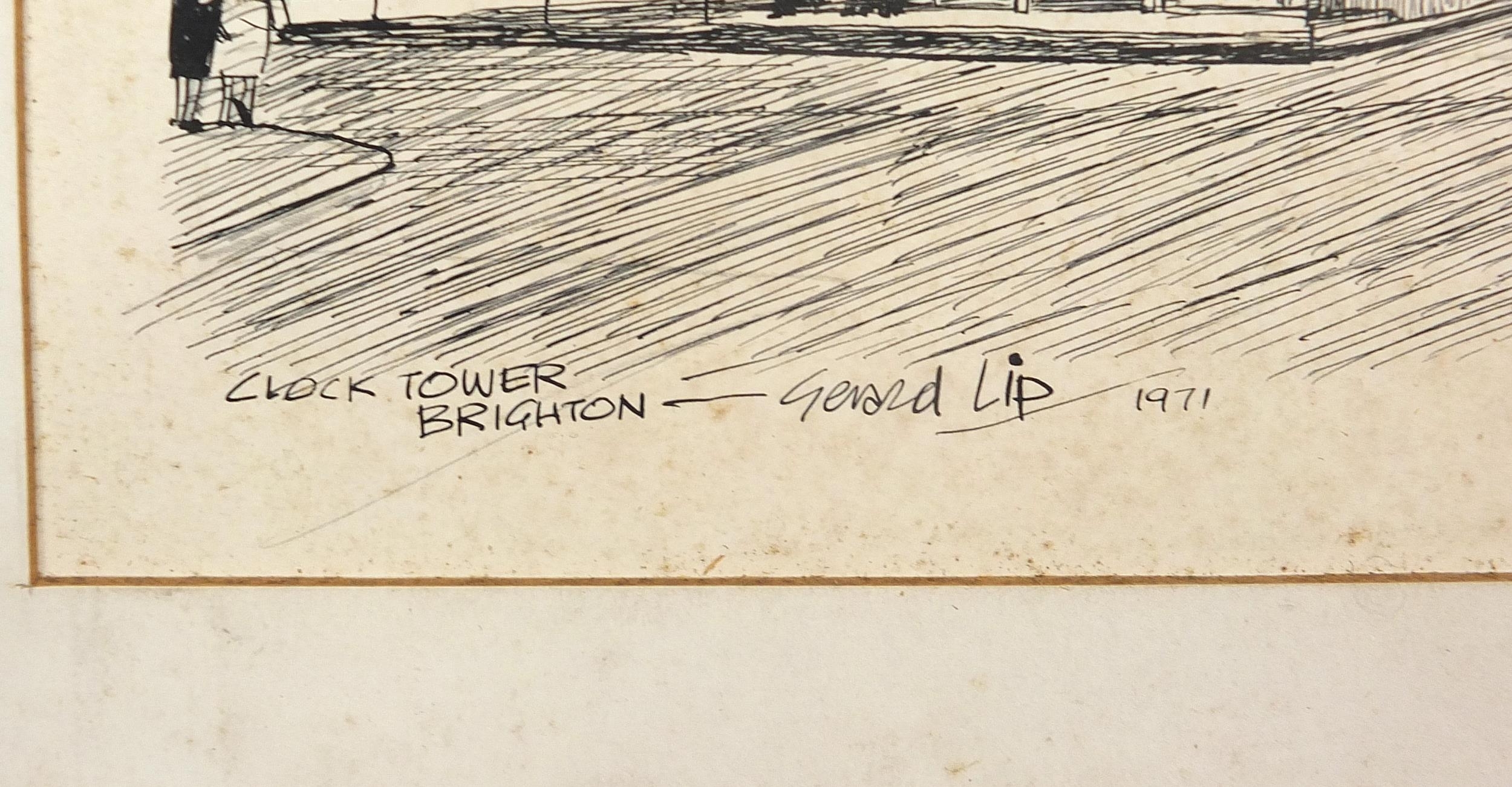 Artwork by Gerald Lip, The Pepper Box and Clocktower Brighton, Made of pen and inks on card