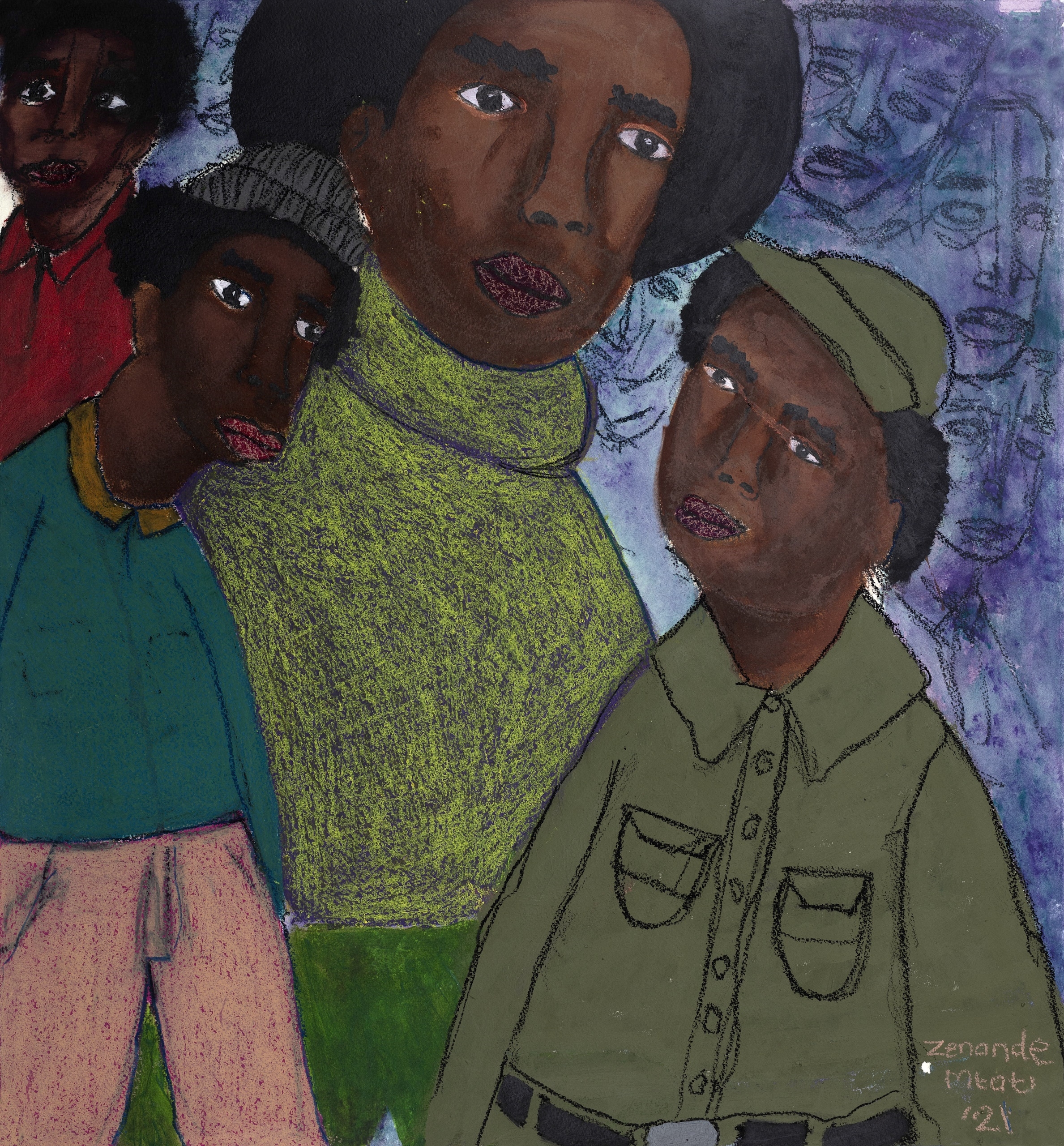 Artwork by Zenande Mtati, Untitled, Made of mixed media on Fabriano paper