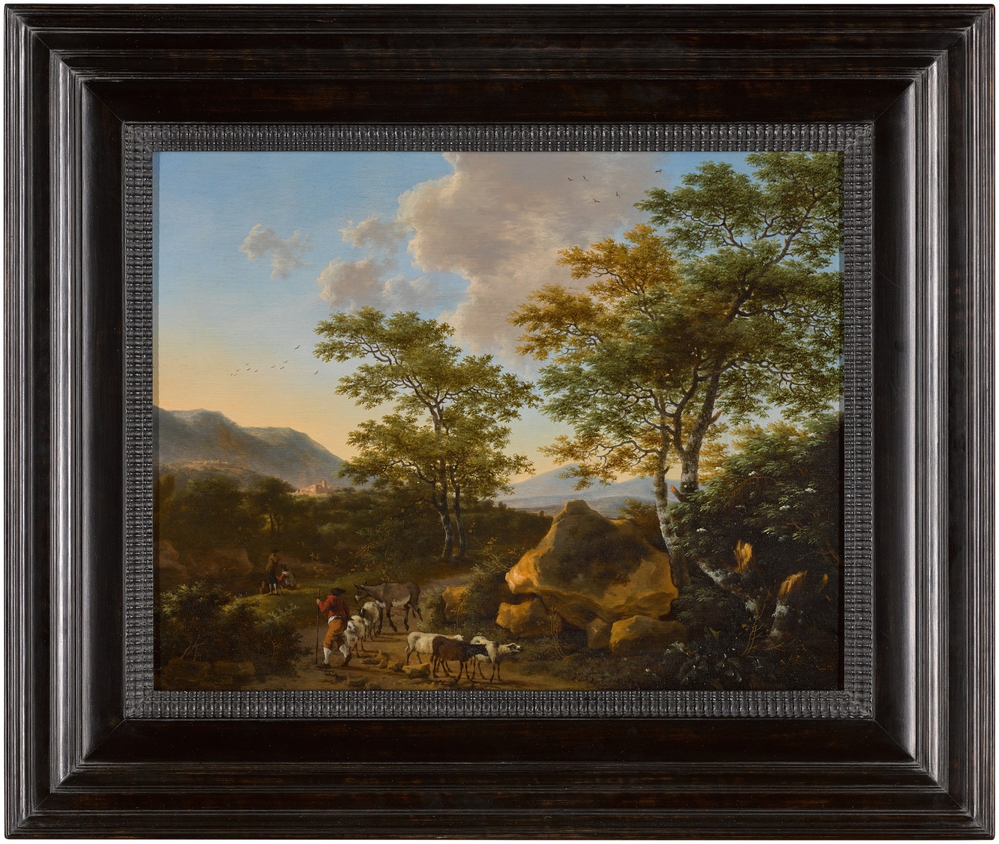 Artwork by Willem de Heusch, An Italianate landscape with shepherds, Made of oil on oak panel