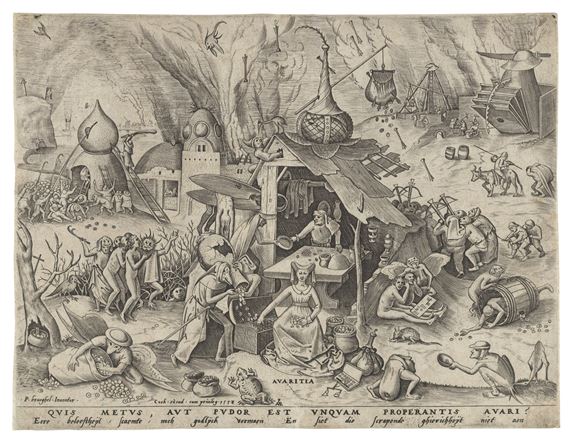 Avarice (Avaritia), from: The Seven Deadly Sins by Pieter Brueghel the Elder, Pieter van der Heyden, 1558