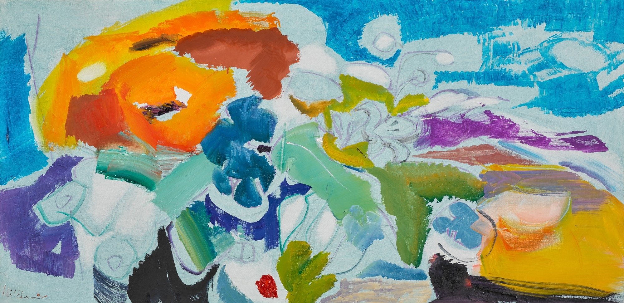 Artwork by Ivon Hitchens, Poppy Against a Blue Sky, Made of oil on canvas