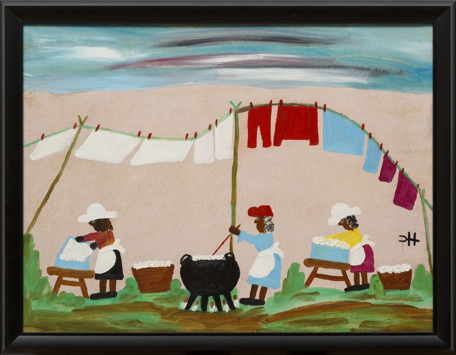 Clementine Hunter Wash Day with Clementine Painting (Circa 1955