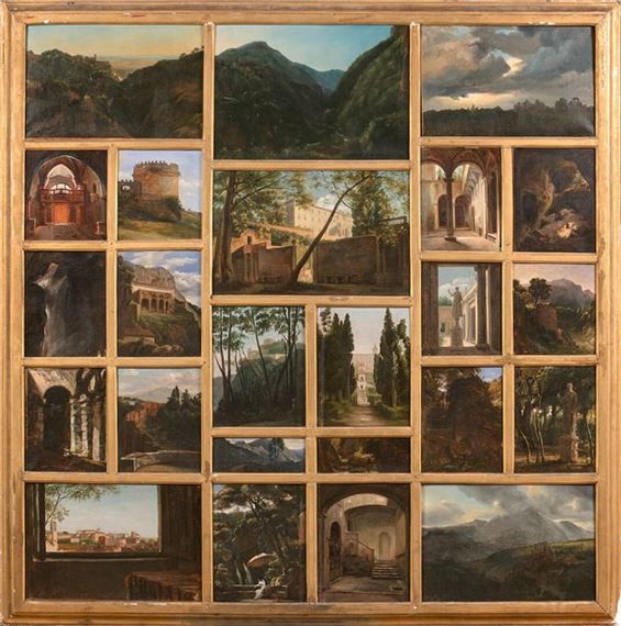 A1. View of Tivoli, paper mounted on canvas, 29,5 x 45 cm.