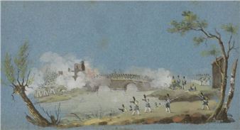 Battle on a bridge. - Eugène Bazin