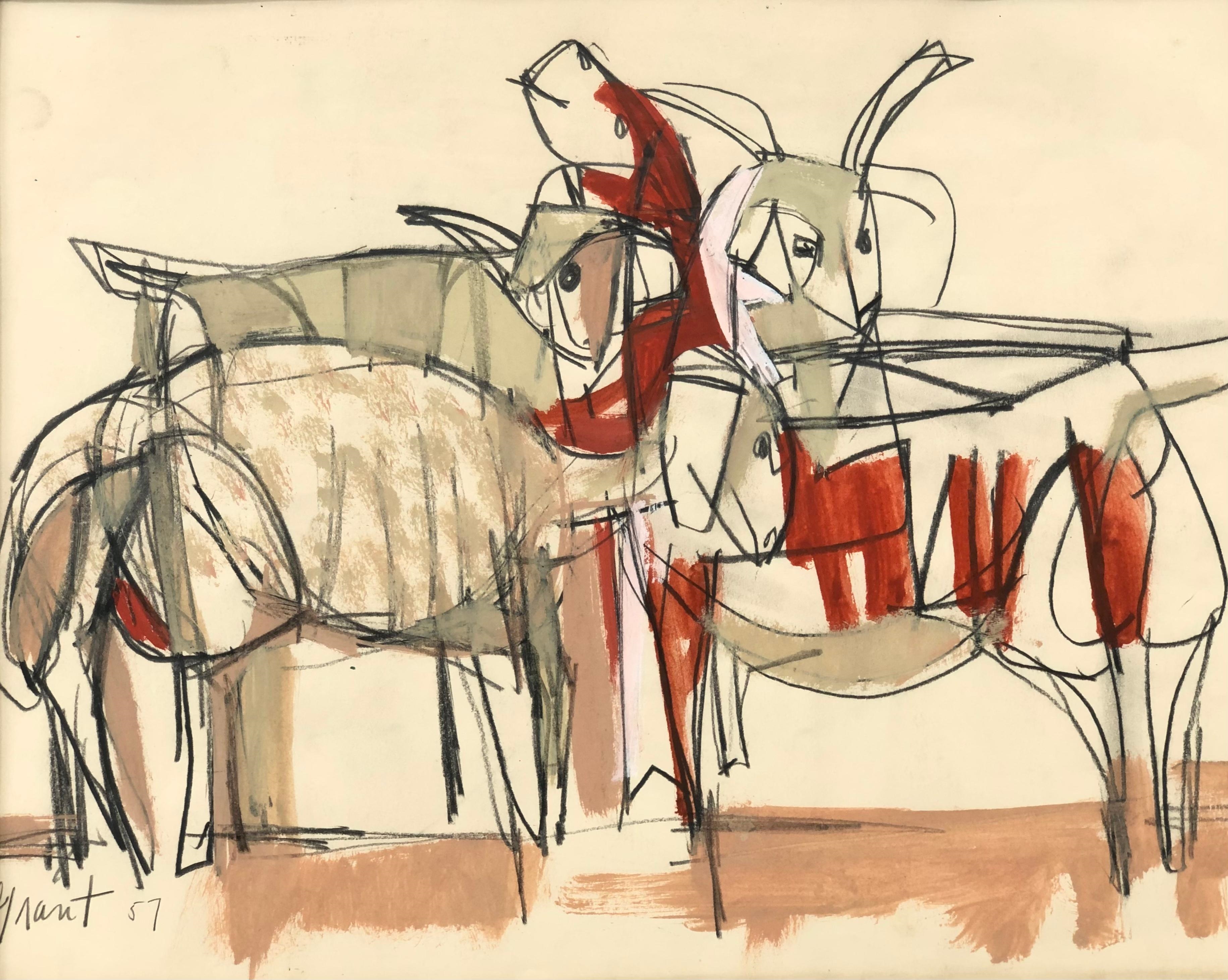 Artwork by James Edward Grant, "ABSTRACT GOATS", Made of Mixed Media on Paper