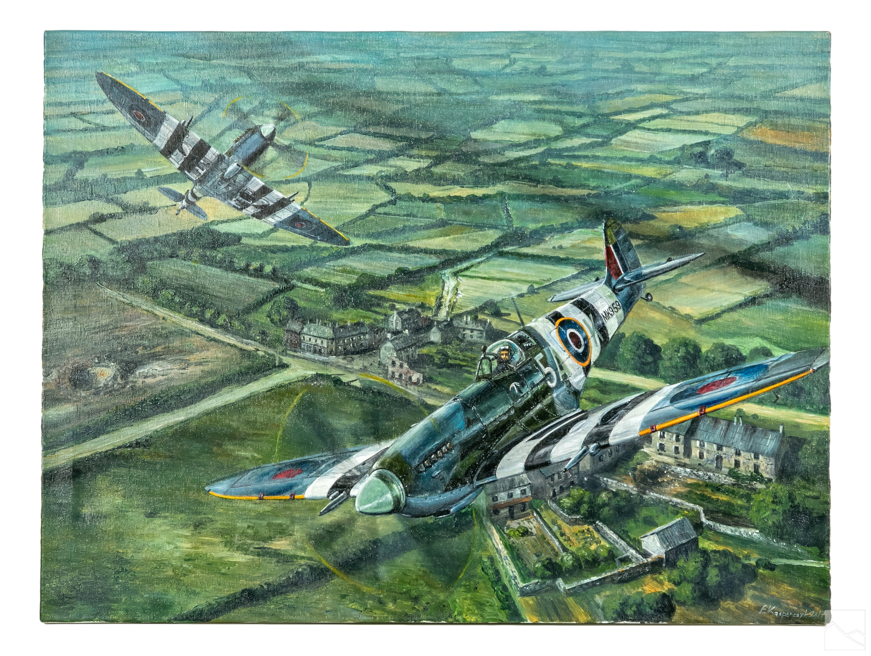 Artwork by Lukasz Kasperczyk, Lukasz Kasperczyk b.1976 WWII Aviation Painting, Made of painting on canvas