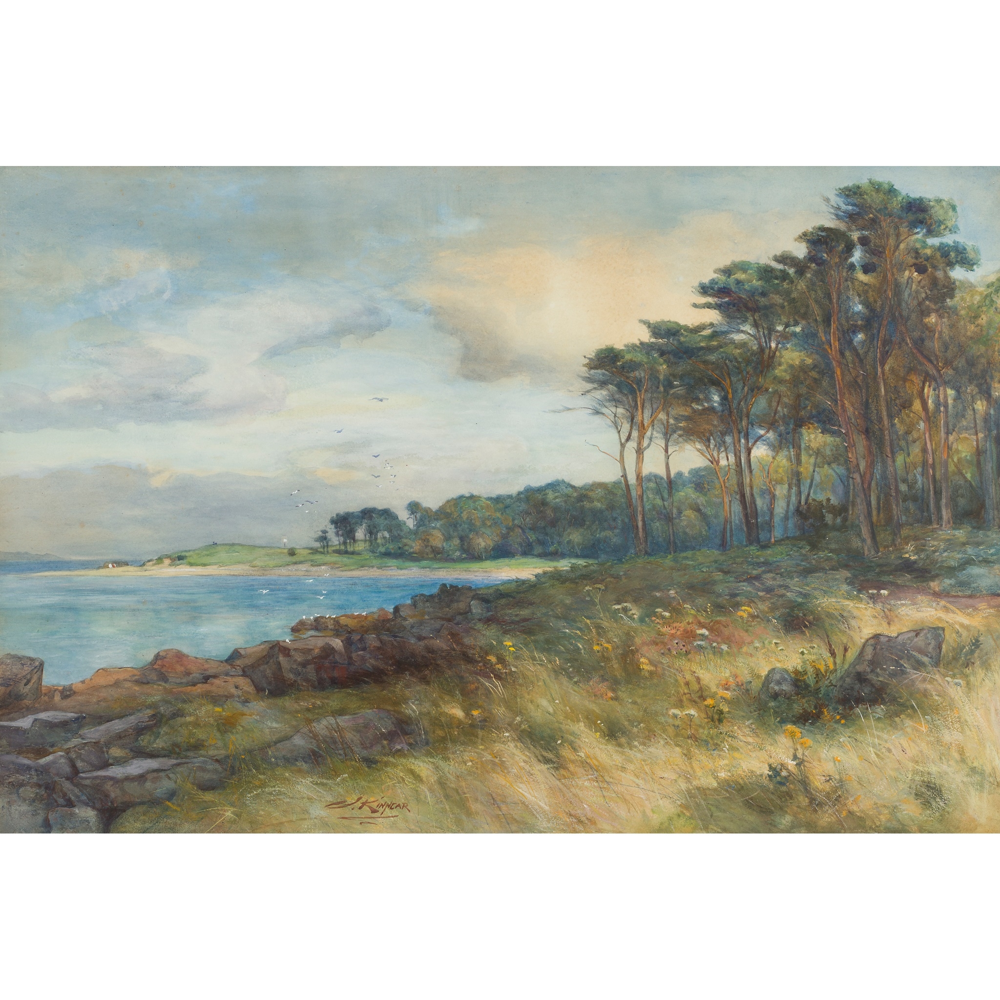 Artwork by James Scott Kinnear, THE HOUND POINT, DALMENY SHORE, Made of Watercolour and body colour