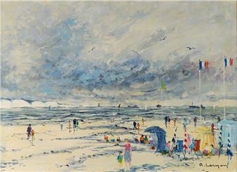 Falaises et mer - Rene Jacques Lernon