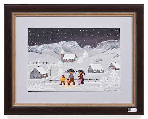 Artwork by Irene Manser-ammann, Winter evening, Made of Oil on panel