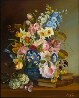 Nature morte aux fleurs et aux raisins - Sylvie Fortin