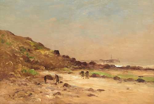 Beach scene by Jean Baptiste Antoine Guillemet