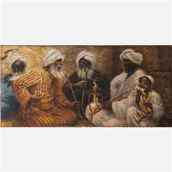 Orientals smoking a water pipe - Mihri Müşfik Hanım
