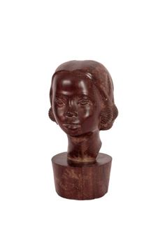 Head of a young woman carved in exotic wood - R. Mampionana