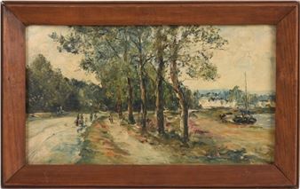 Regatta; Figures on a patch - Argentinian School, 20th Century