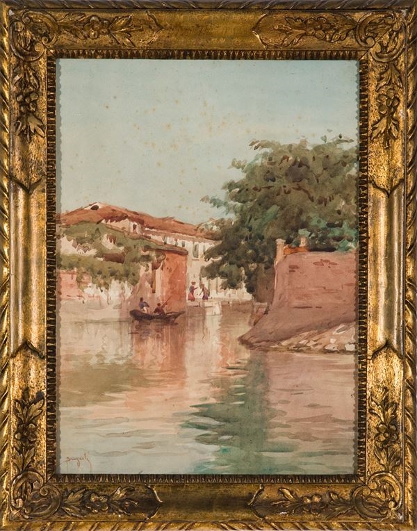 Artwork by Emanuele Brugnoli, Scorcio veneziano, Made of watercolor on paper