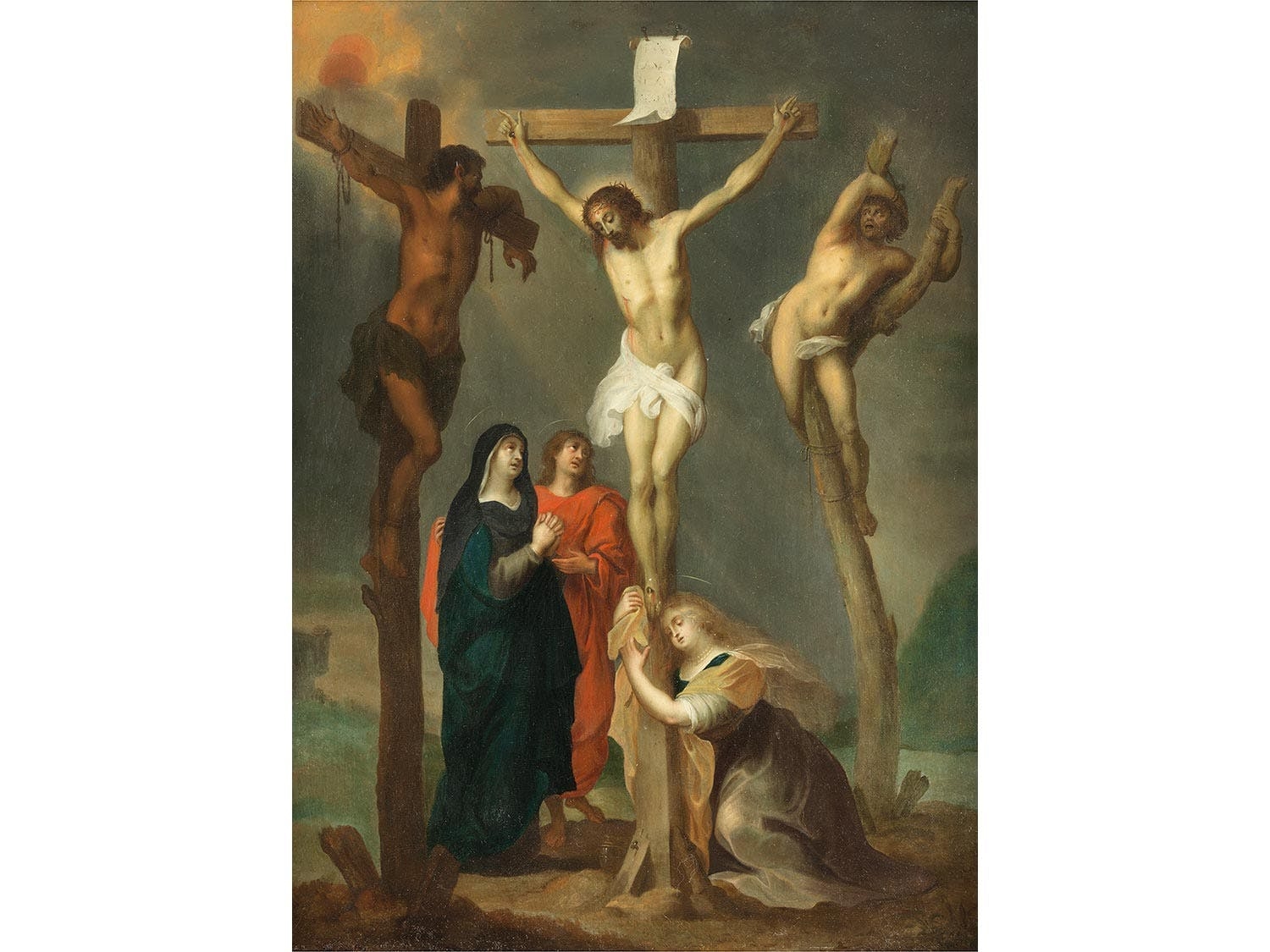 Artwork by Abraham van Diepenbeeck, KREUZIGUNGSSZENE, Made of Oil on wood