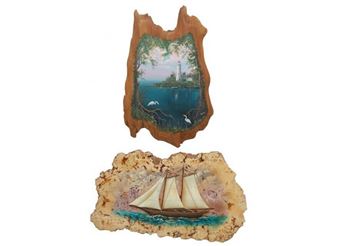 View of a Lighthouse with Two Egrets; Portrait of a Schooner - Bill Zeleny