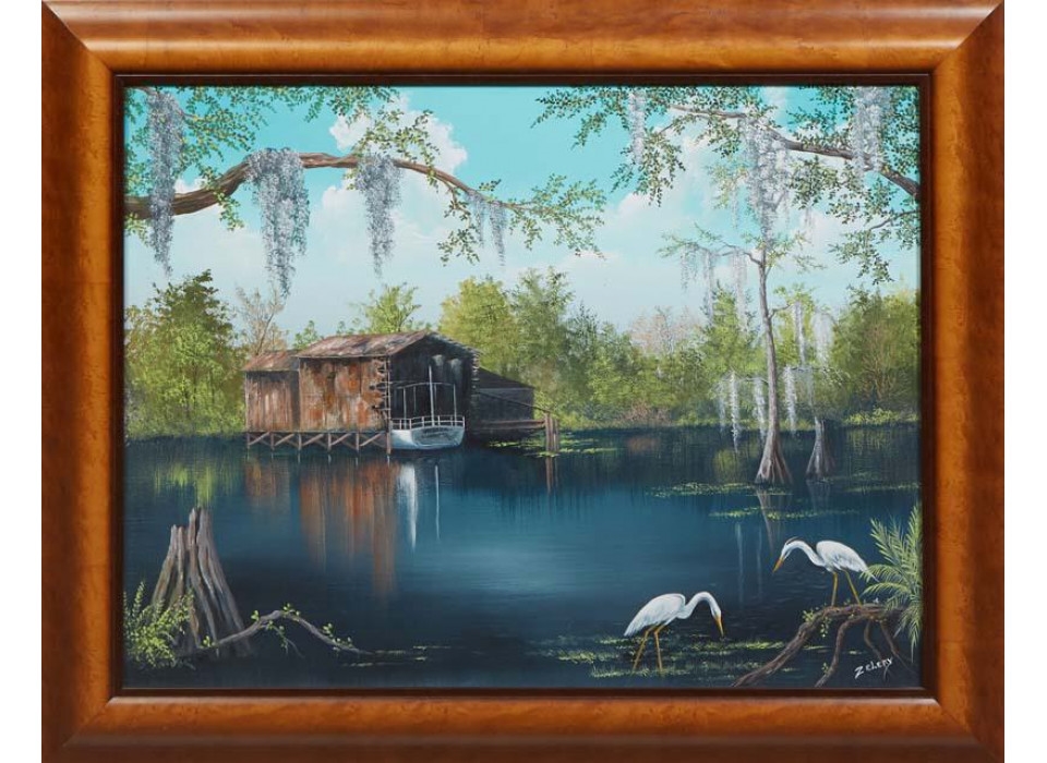 Artwork by Bill Zeleny, Slidell, Louisiana Bayou Scene, Made of Oil on canvas