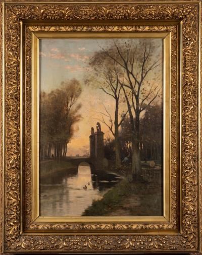 Sunset Over the Gateway To An Estate by Marinus Gidding, 1863-1925