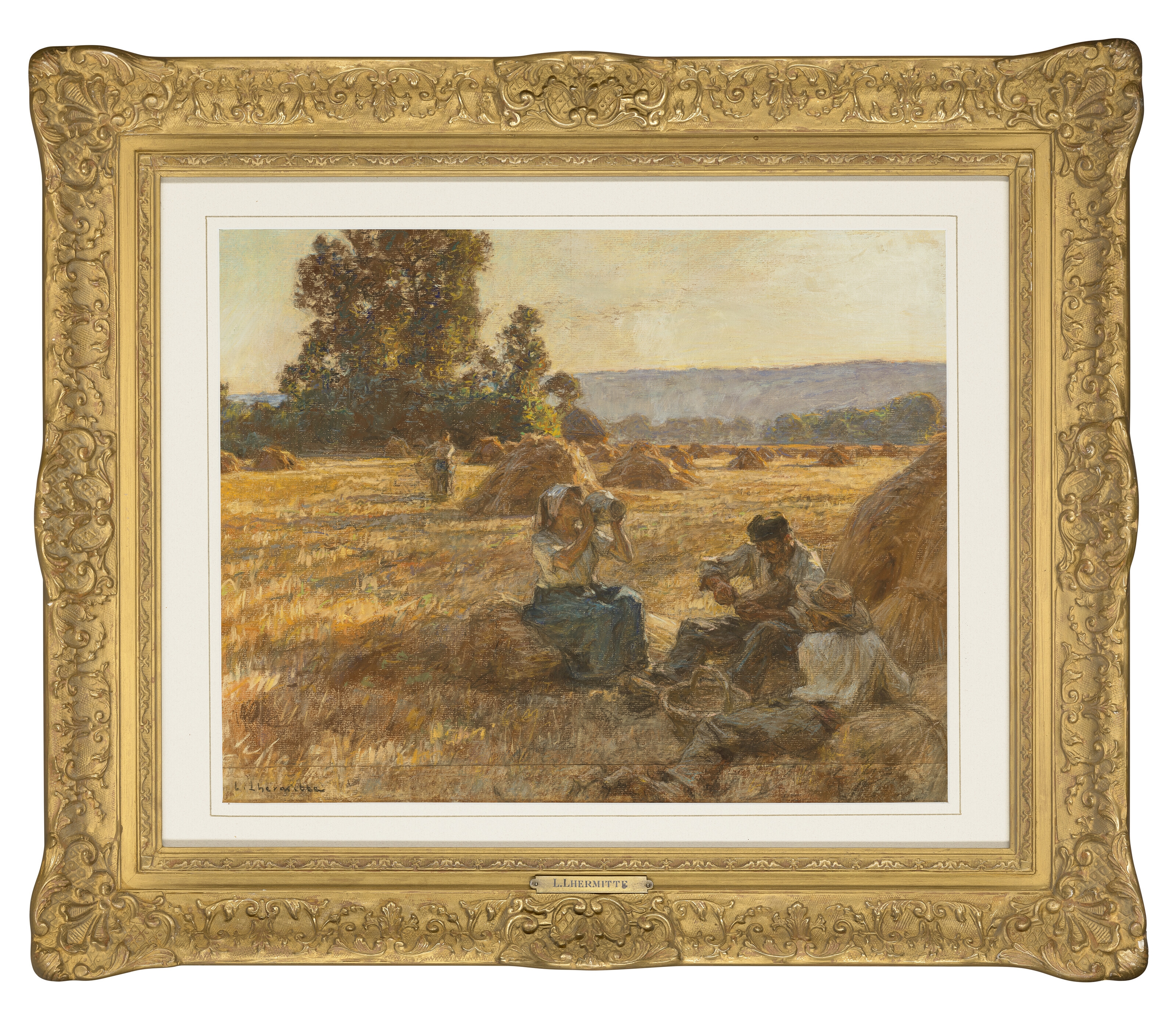 Artwork by Léon-Augustin L'Hermitte, Le Goûter des moissonneurs, Made of pastel on paper laid down on canvas