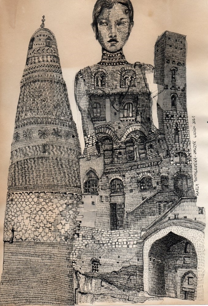 Artwork by Maria Domalewska, Untitled, Made of watercolor, ink, stained paper