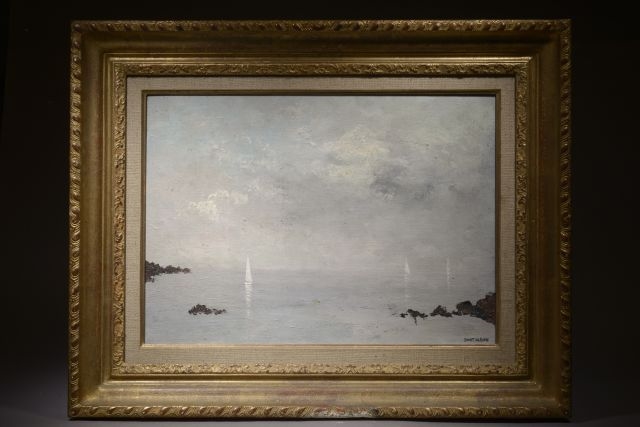 Artwork by Saint-alban, White Sails on the Sea., Made of Oil on canvas