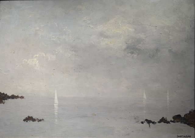 Artwork by Saint-alban, White Sails on the Sea., Made of Oil on canvas
