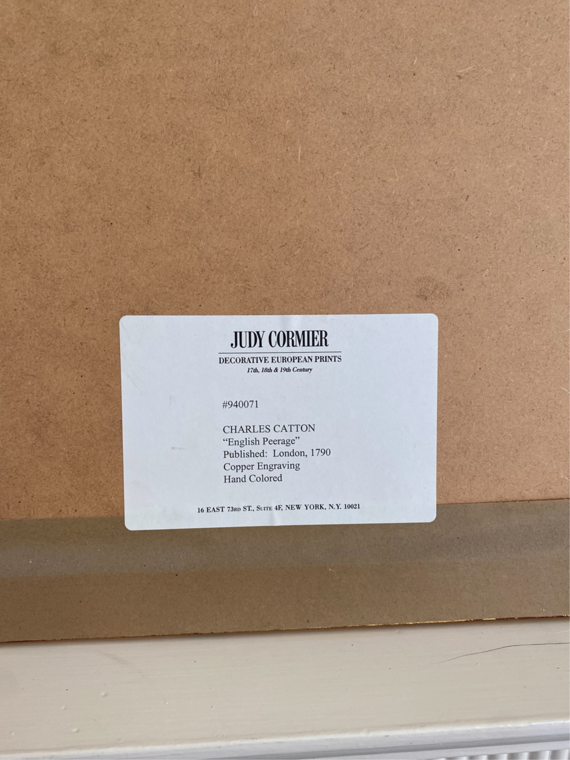 Artwork by Charles Catton the Elder, English Peerage, Made of HAND-COLORED COPPER ENGRAVINGS