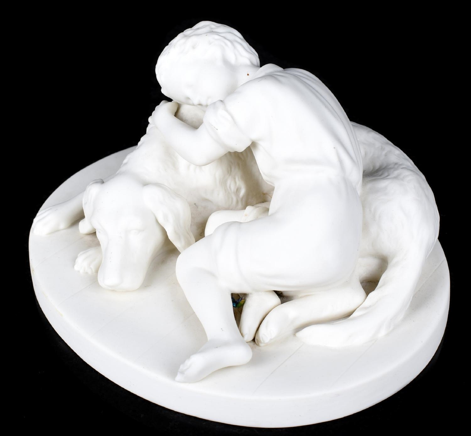 Artwork by Adele Rudenschiöld, Boy with Dog, Made of Parian