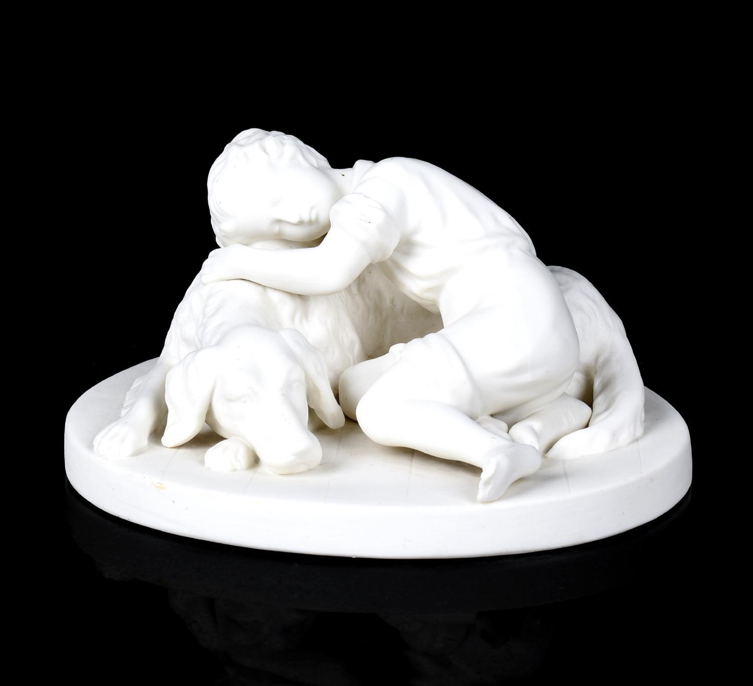 Artwork by Adele Rudenschiöld, Boy with Dog, Made of Parian