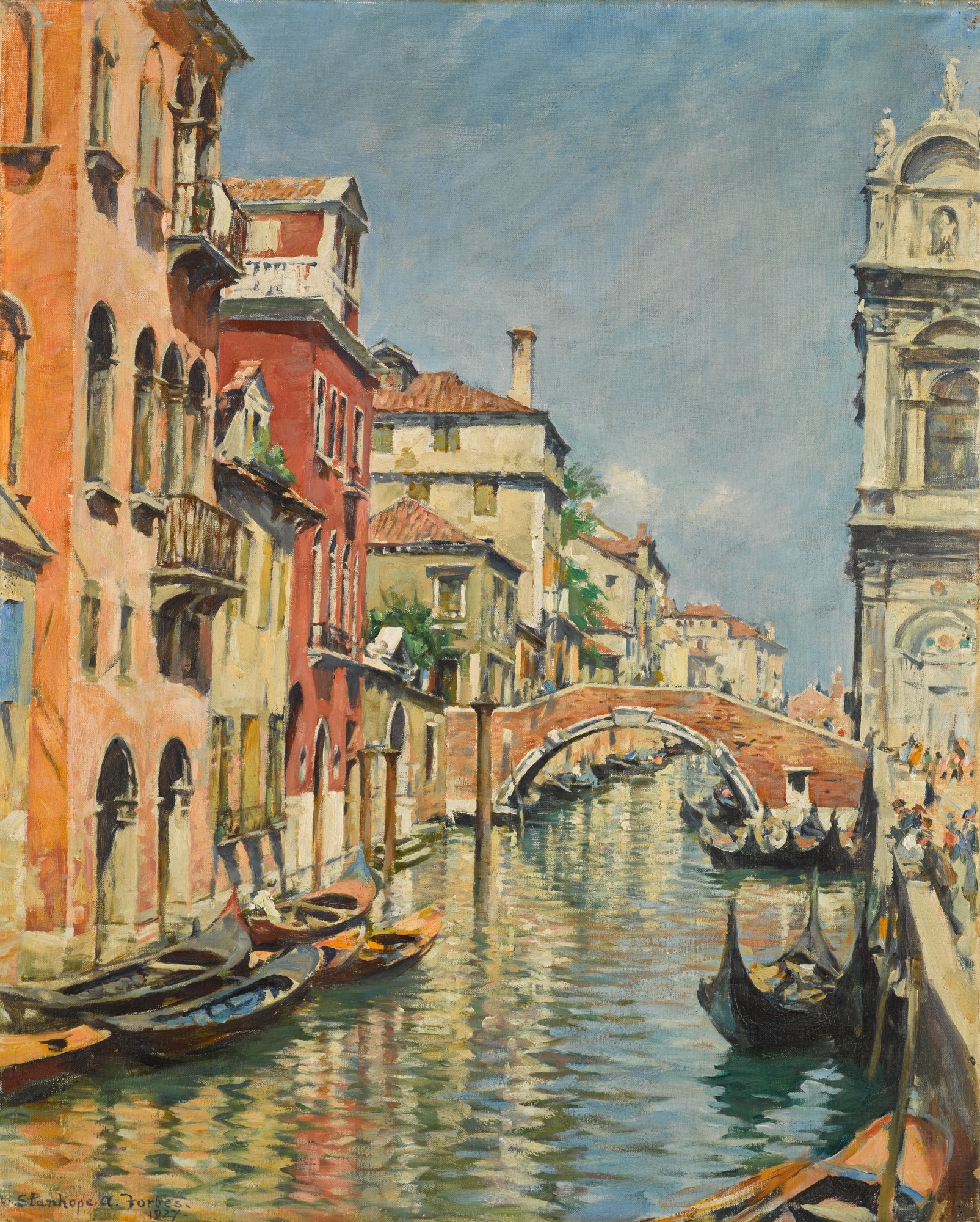 Reflections in the Canal, Venice by Stanhope Alexander Forbes, 1927