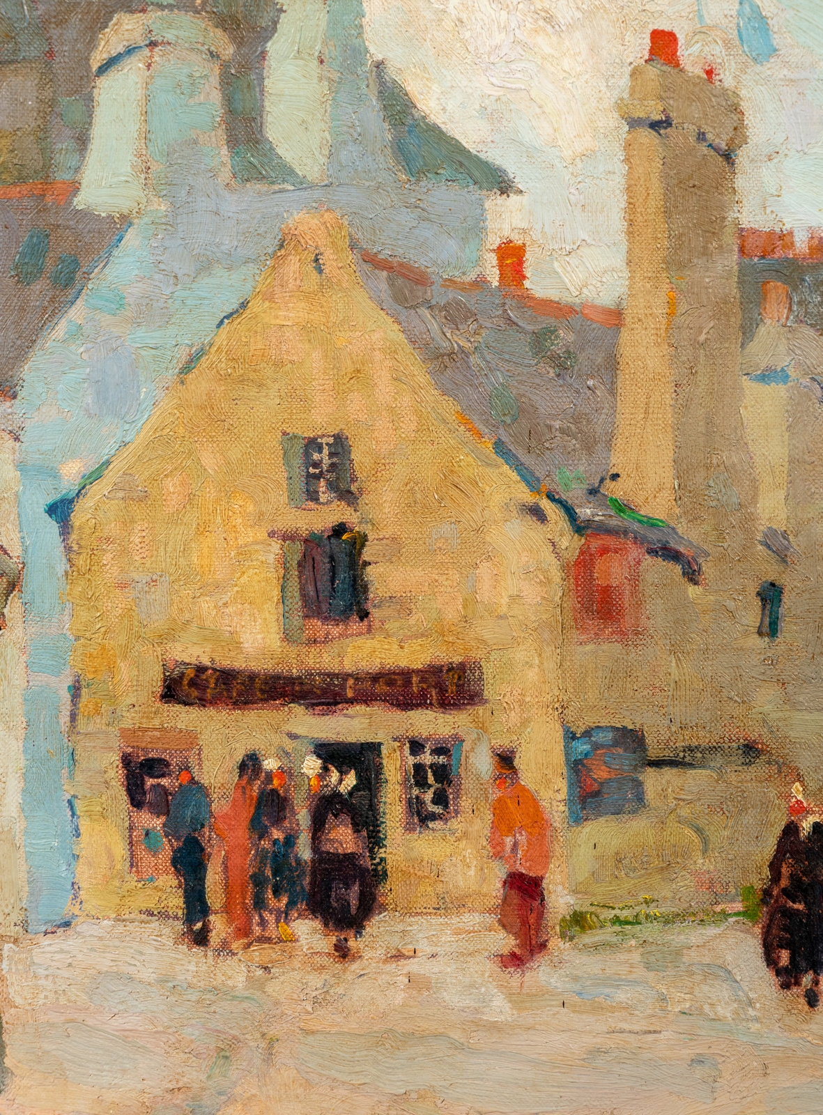 Artwork by Irma René Koen, Village Street, Made of oil on canvasboard
