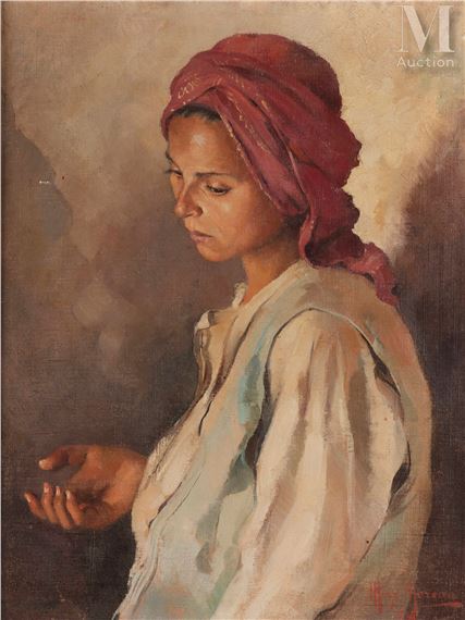 Portrait de femme pensive by Max Moreau, 1934